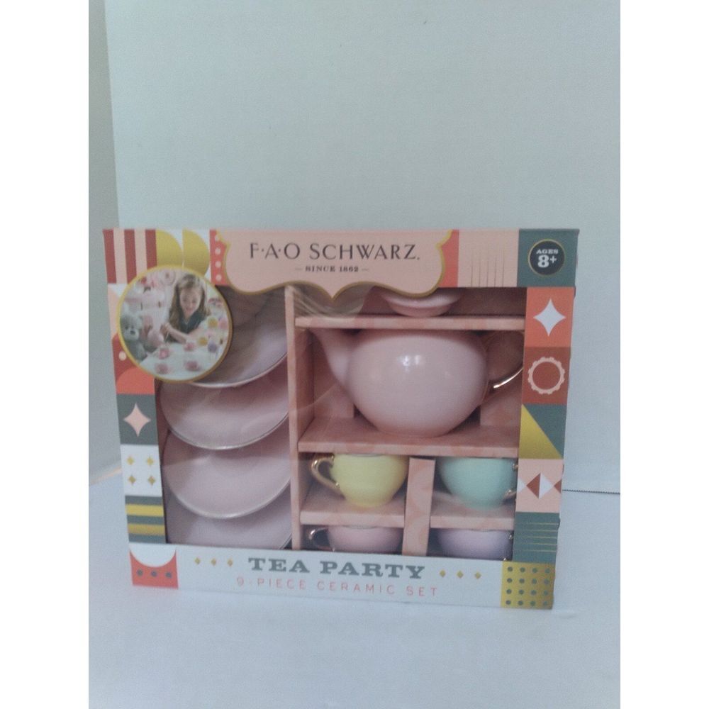 FAO Schwarz Tea Party Set Ceramic 9-Piece Pretend Play Toy Ages‎ 8+